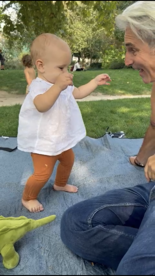 Ponytails, Learning to Stand, and Fun with GrandPapa