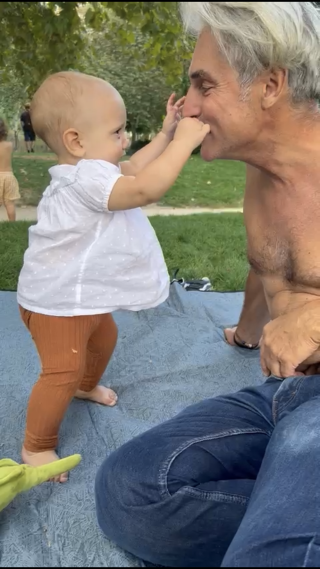 Ponytails, Learning to Stand, and Fun with GrandPapa