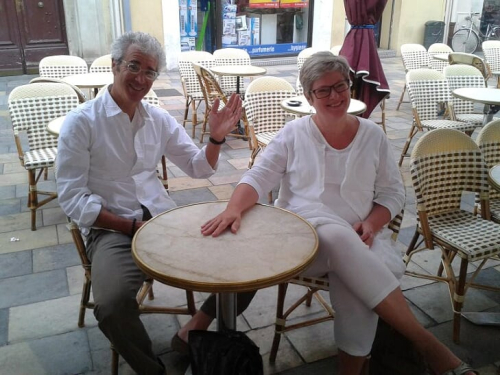 My husband Steve and I in Nîmes France My husband Steve and I in Nîmes France